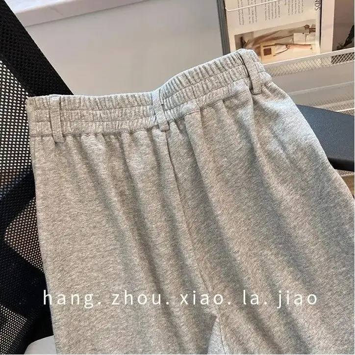 Sports Casual Wide-Leg Pants Women\'s Summer New Straight Pants Elastic Waist Loose Slimming Pants Drape Korean Style Sweatpants