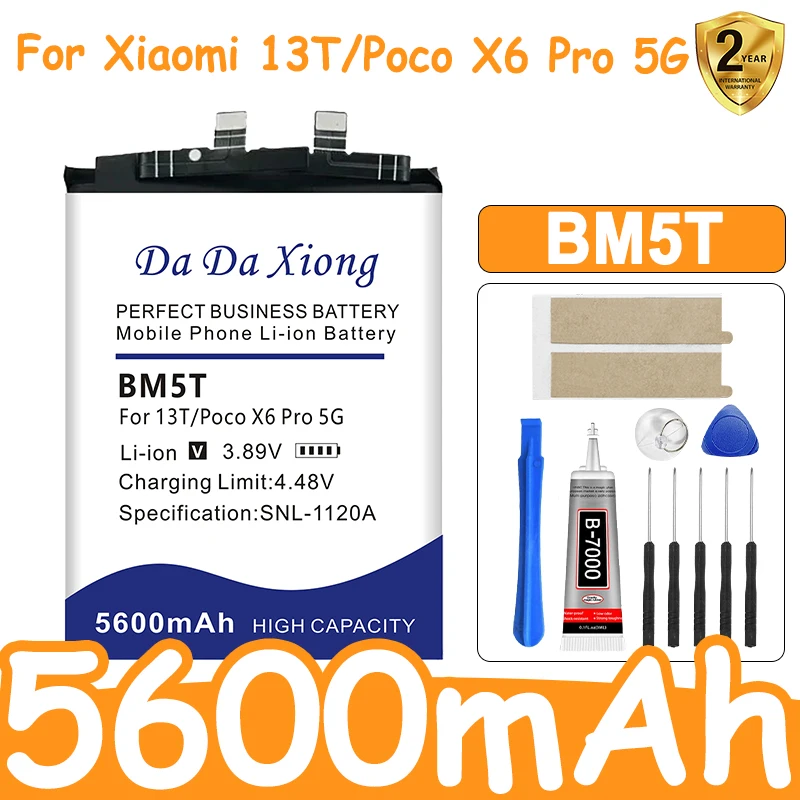 100% New 5600mAh Battery BM5T For XIAOMI 13T/14T/Poco X6 Pro 5G/POCO M6 PRO 4G /REDMI NOTE 13 PRO 4G Battery + Free Tools