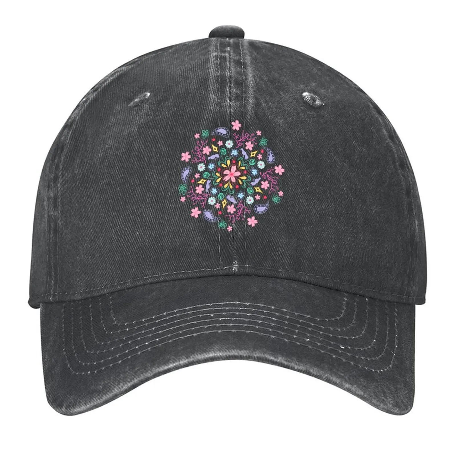 

Sakura Cherry Blossom Teal and Pink Floral Pattern Baseball Cap Rugby golf hat genuine Snap Back Hat beach hat Boy Women's