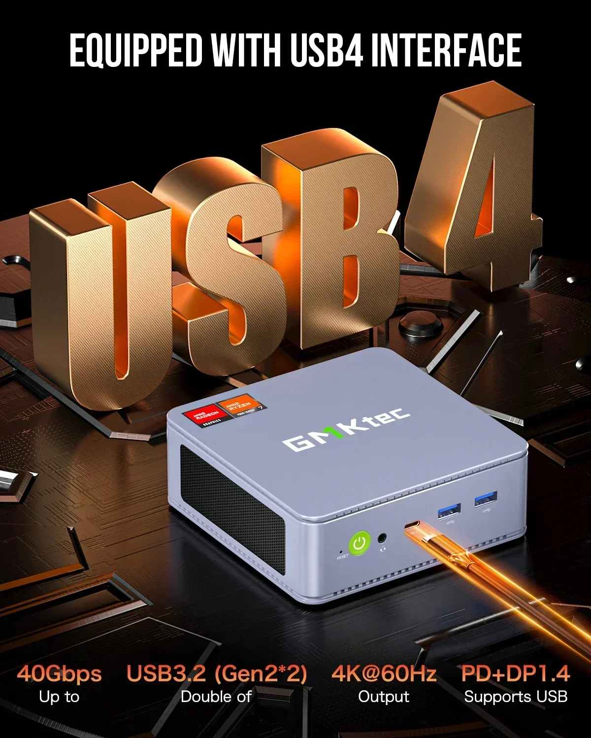 كمبيوتر ألعاب GMKtec K6 MINI PC Ryzen 7 7840HS يصل إلى 5.1 جيجا هرتز Windows 11 Pro DDR5 NVME SSD WIFI6 BT5.2 2.5G Lan