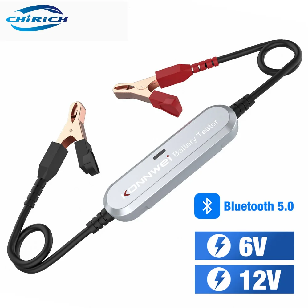 CHIRICH BK100 Bluetooth 5.0 Car Motorcycle Battery Tester 6V 12V Analyzer 100 to 2000 CCA Charging Cranking Test Tools ss 905a 7 0 for iphone 6 13 and sam series power boot control line cable power test boot cable added battery boot function