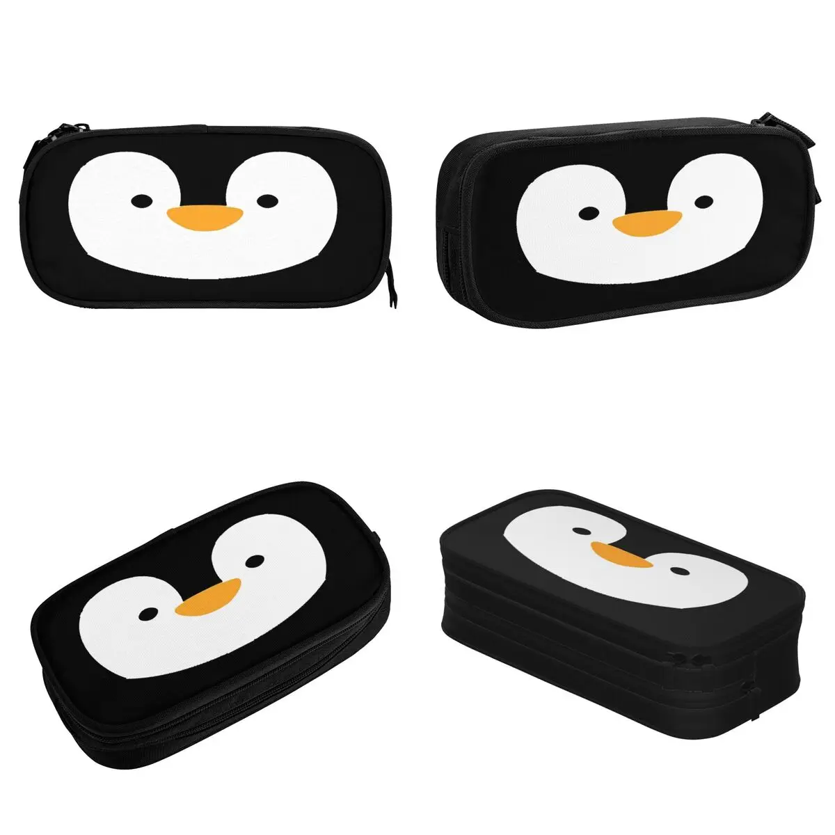 Creative Cute Penguin Face Pencil Case Cartoon Animal Pencilcases Pen Box for Student Big Capacity Bag School SuppliesStationery