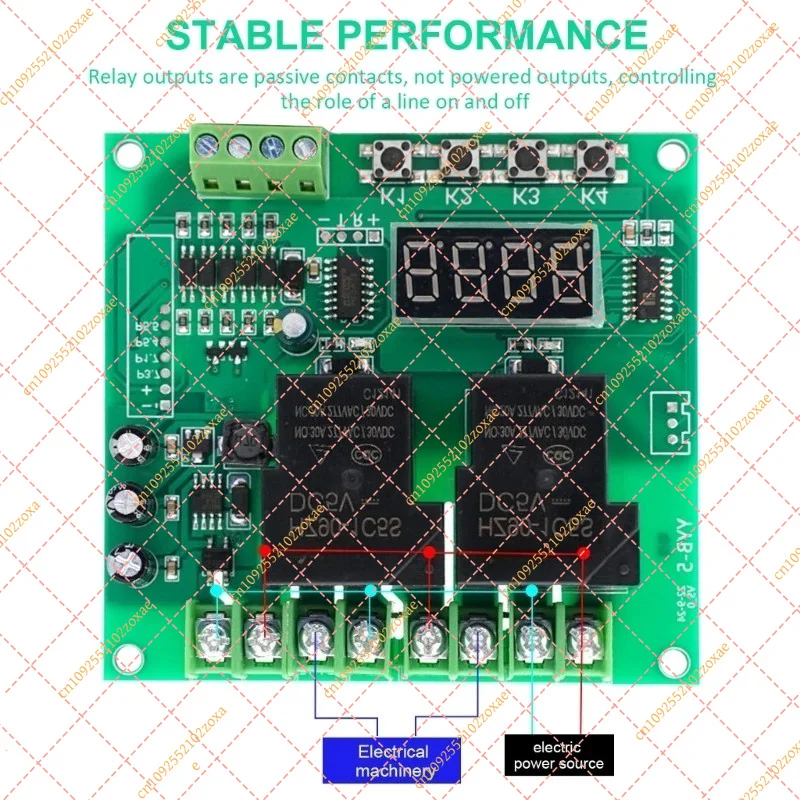 YYB-5 12V 24V Motor Forward Reverse Control Board Two Relay Delay Timing Cycle Module for Linear Actuators
