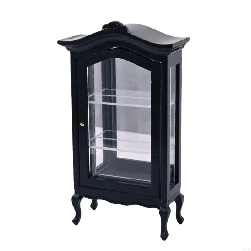 

97BC Miniature Wooden Display Cabinet Model For 1/12 Dollhouses Accessories Collection
