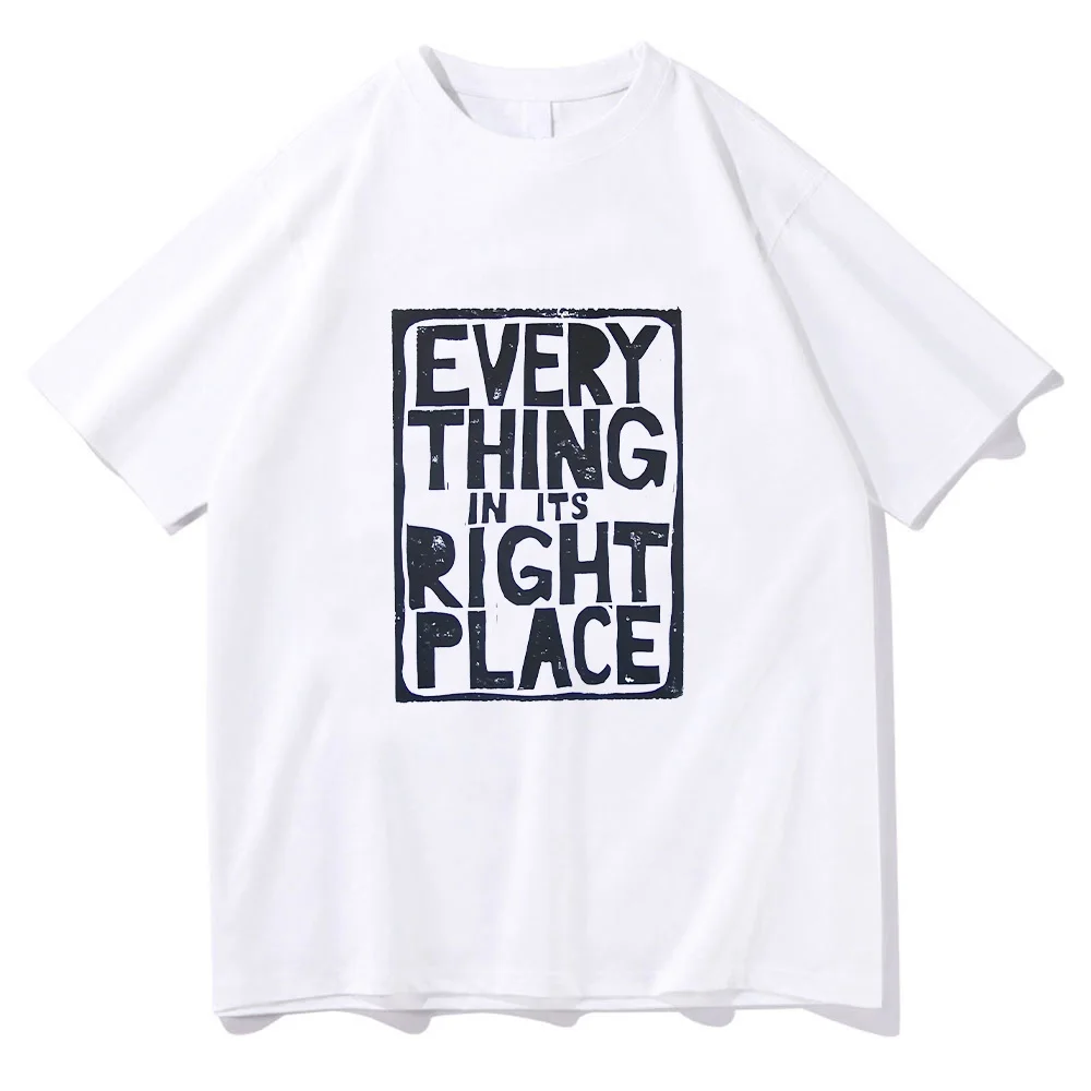 Radiohead Everything in Its Right Place T-shirts graphiques Radiohead Rock Band T-shirts en coton pour hommes Vintage classiques unisexes Y2K