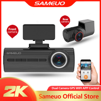 Sameuo 2K Dash Cam U750  WIFI GPS APP Auto Video Recorder Dual Lens With 1080P Night Vision Loop Recording Dash Car Camera