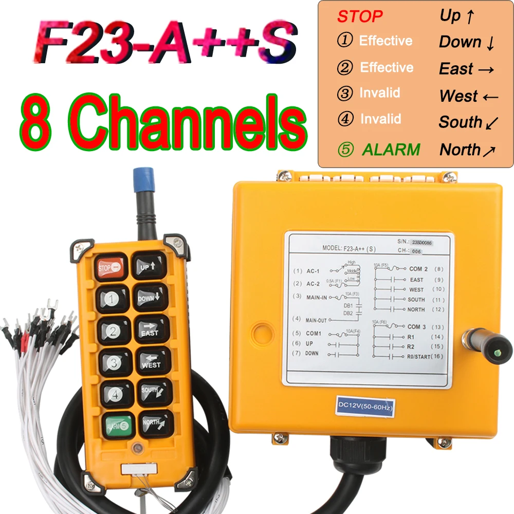 F23-BB F23-A +++ S อุตสาหกรรมรีโมทคอนโทรลไร้สายควบคุมความเร็วรอกวิทยุควบคุมเครนเครนยก24V 12V 220V