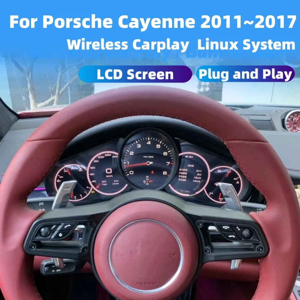 

For Porsche Cayenne 2011~2017 Wireless carplay Speed Meter LCD Cluster Instrument Panel Multimedia Player Dashboard