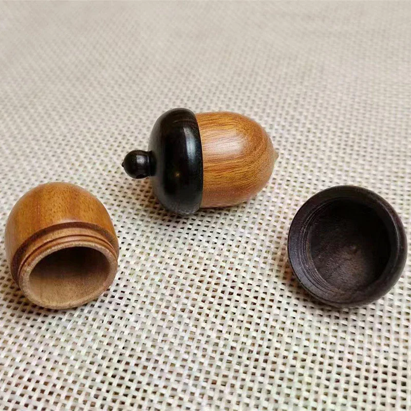 /JCS/Mini Pill Case Solid Wood Bottle Holder Sandalwood Rescue Container Storage Box Pill Case Container Pill Box Key Chain 1Pc