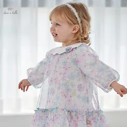 Dave Bella Princess Dress for Girls Children Baby 2024 New Spring Noble Charm Sweet Lovely Print Mesh Fashion Party DB1248310