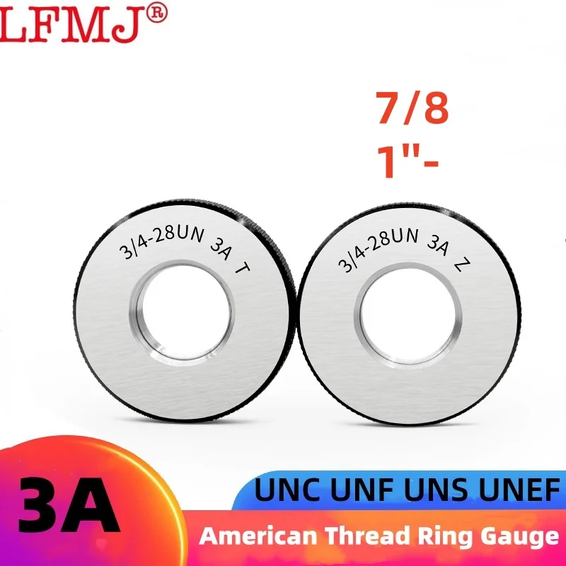 

1SET(1*GO+1*NOGO) 3A Accuracy American Standard Metric Fine Thread Ring Gauge UNC UNF UNS 7/8 1'' 1''-16 1'' 1/16 Measure Tool