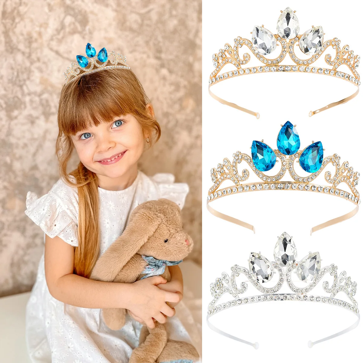 

Children's Performance Crown Girl Headpiece Crystal Headband Fashion Fairy Princess Style Temperament Dress Accessories Hair Acc
