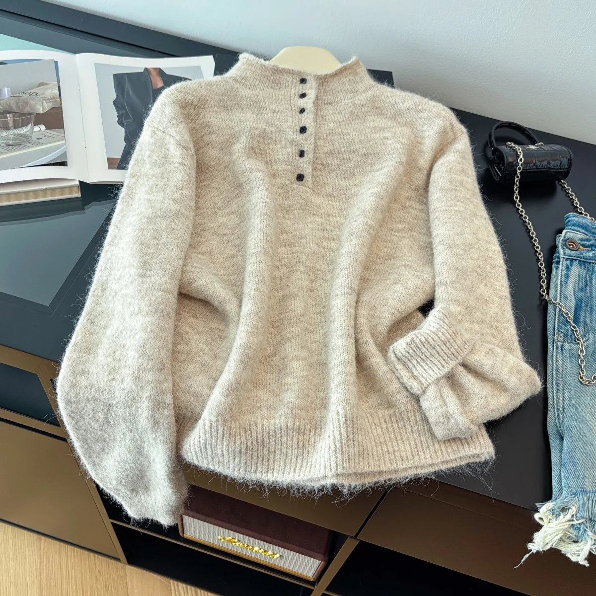 

Женский абрикосовый пуловер, свитер, винтажный корейский джемпер, вязаная водолазка с длинными рукавами, кашемировый свитер, осенне-зимняя одежда 2000-х годов