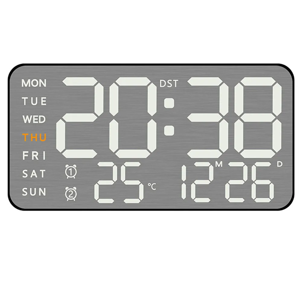 11*21.5cm Full Display Clock 12 24 Hour Format Automatic Light Sensor Lightweight Construction Metal Brushed Finish For Office