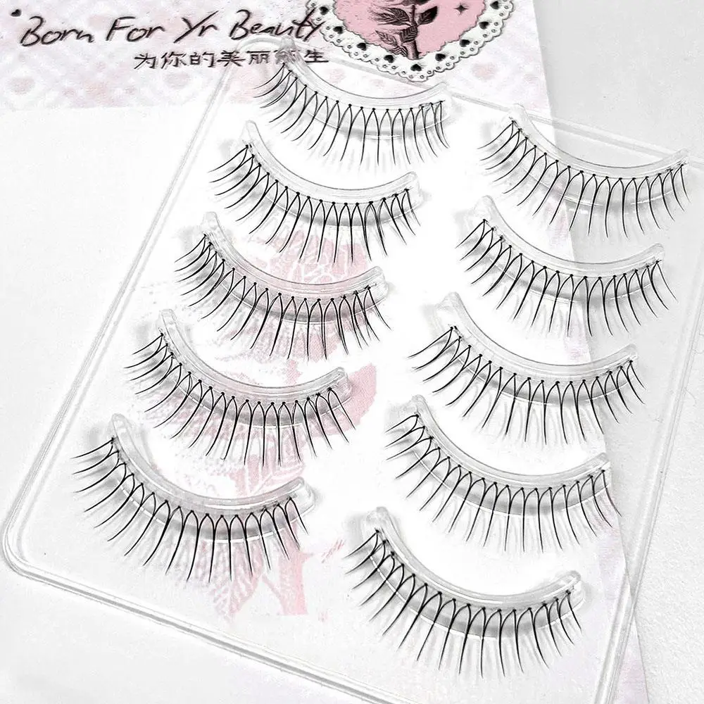 5 paires de faux cils Extension de cils cils croisés naturels en forme de U grappe de cils Dense maquillage des yeux cils cosmétiques réutilisables