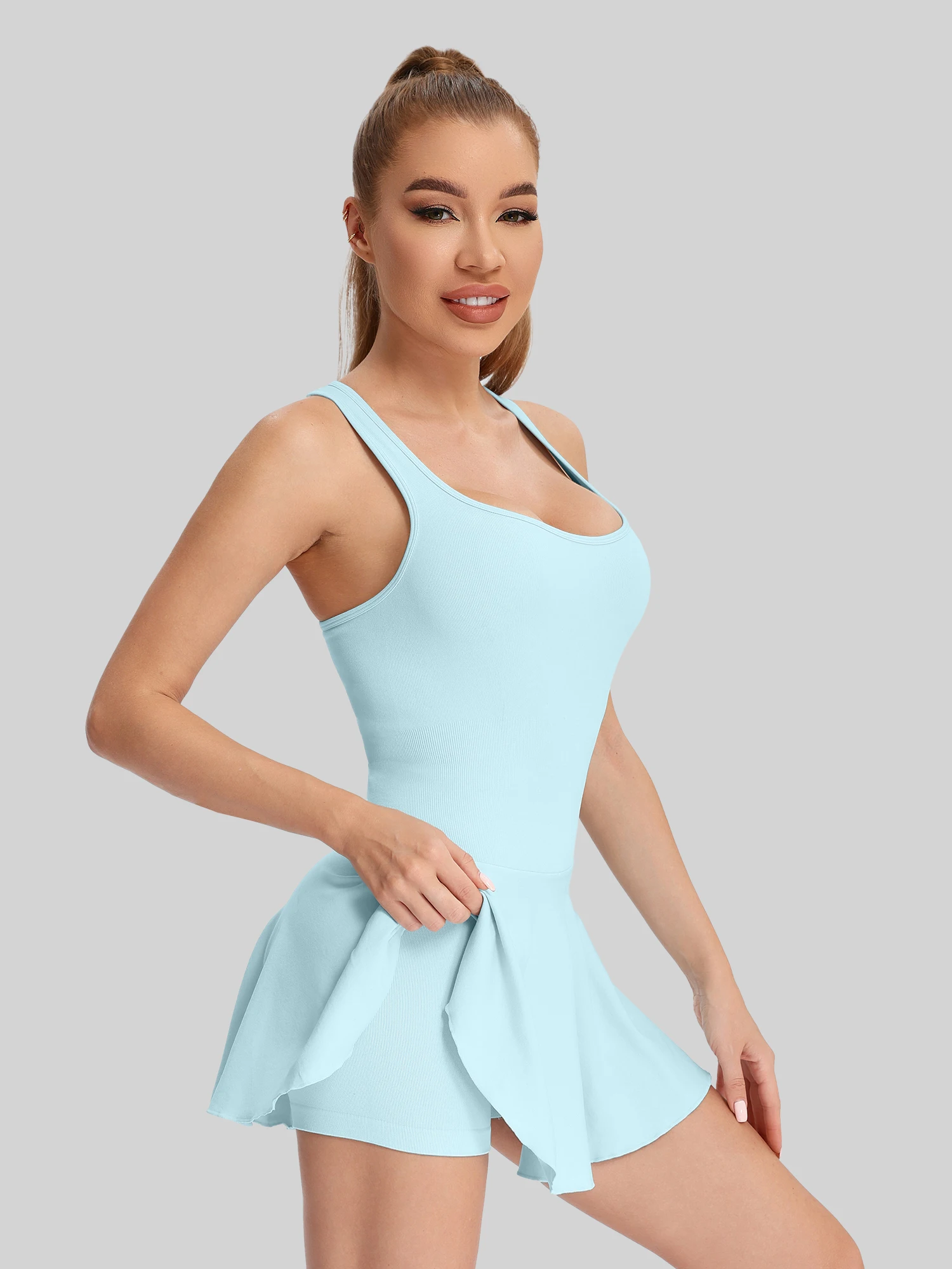 Halter Neck Collar Tennis Dress, Sport Skort Badminton Skirt, Sexy Back Design, For Tennis Matches Club S - Image 4