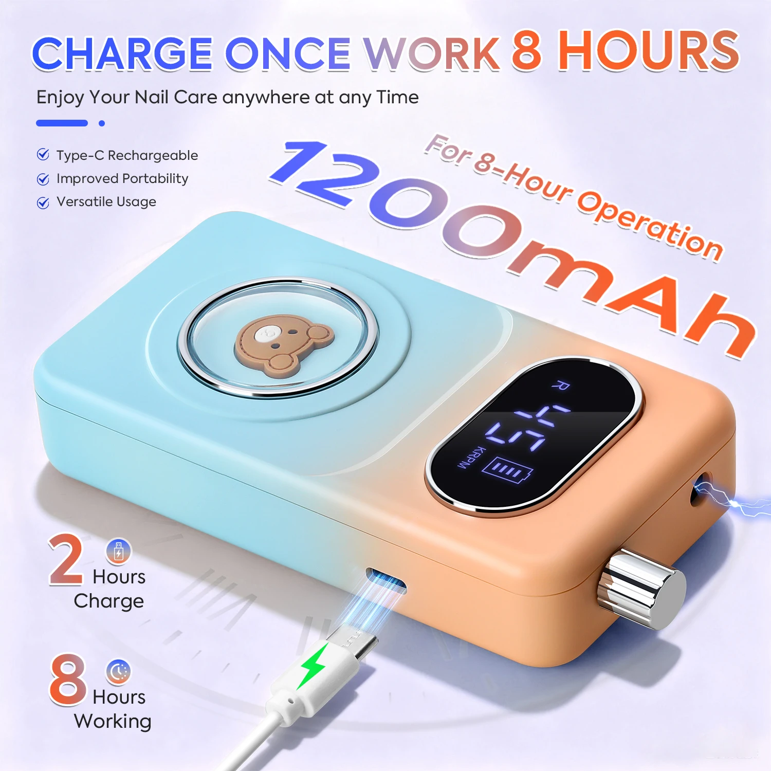 45000rpm profissional recarregável elétrica máquina de broca do prego portátil sem fio arquivo de unhas para unhas de gel acrílico remover