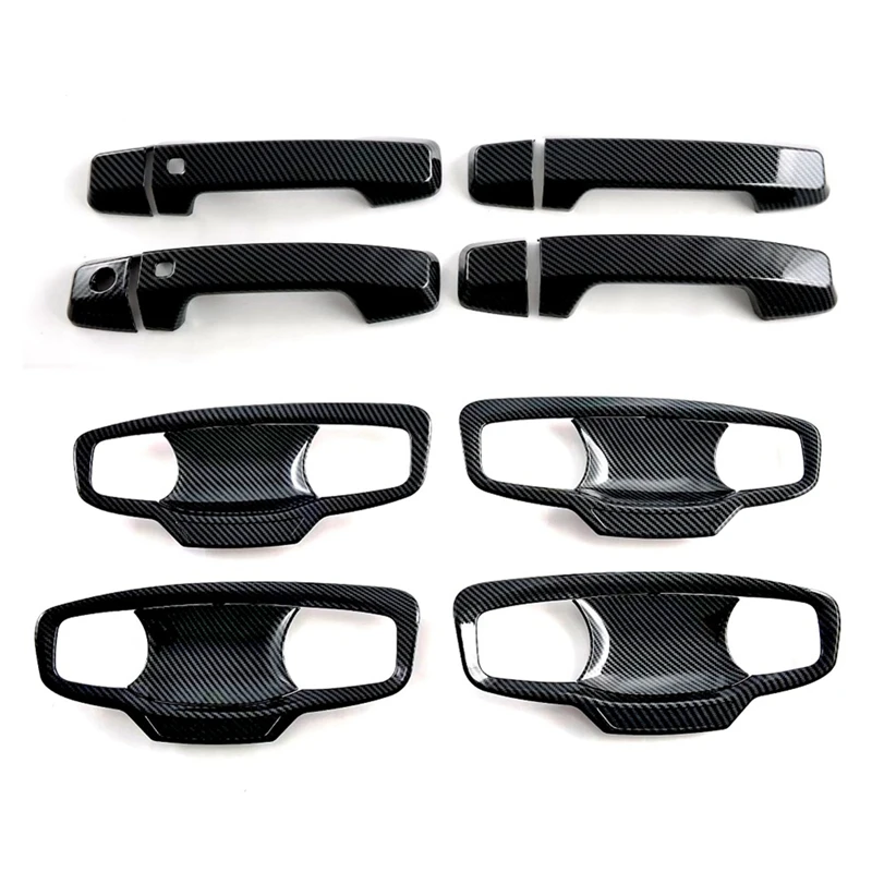 Door Handle Cover+Door Handle Bowl Cover Trim For Mitsubishi Triton / L200 2024 Exterior Parts Accessories Carbon Fiber