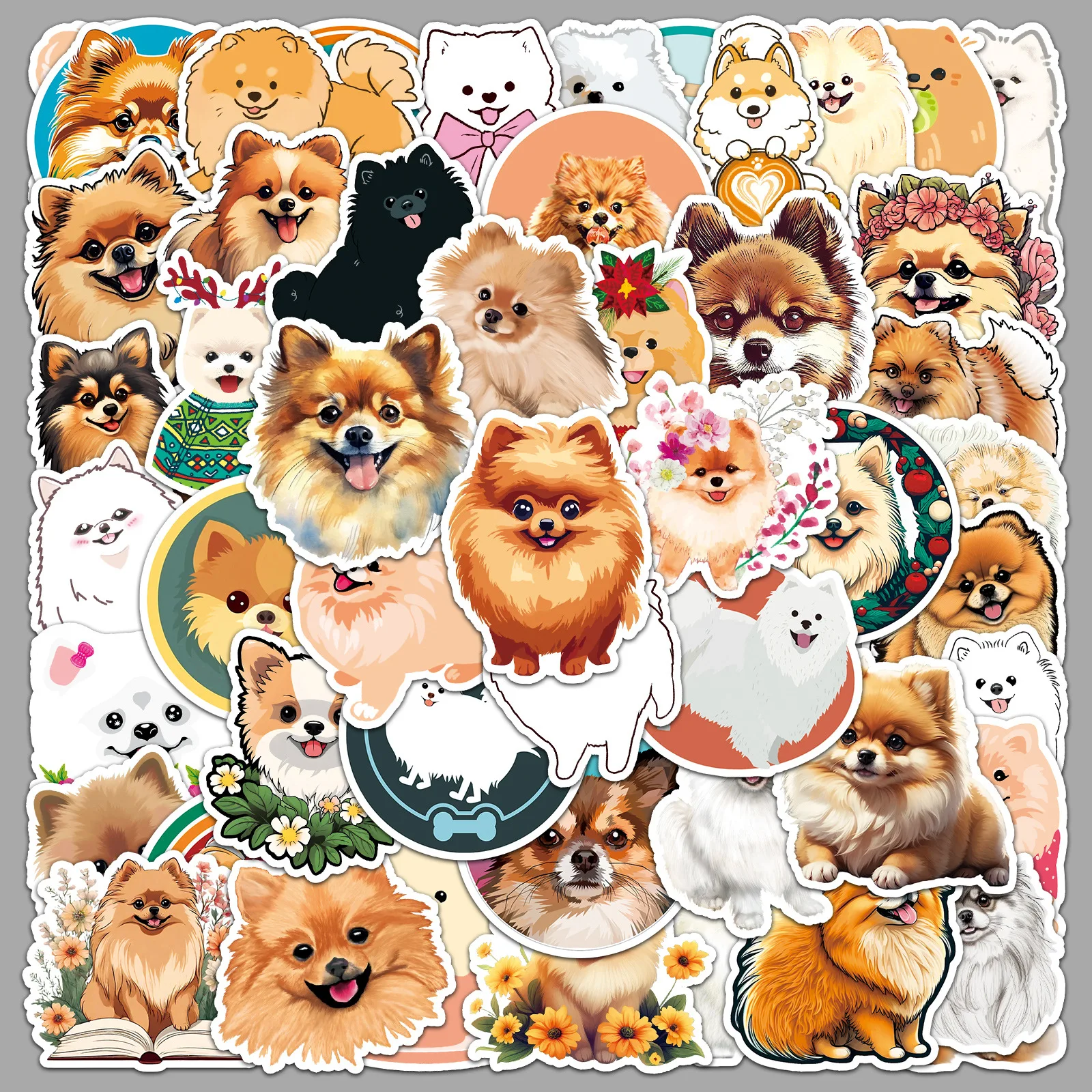 

10/30/50Pcs Pomeranian Graffiti Stickers Personalized Cartoon Cute Dog Decorative Stickers DIY Guitar Water Cup Skateboard
