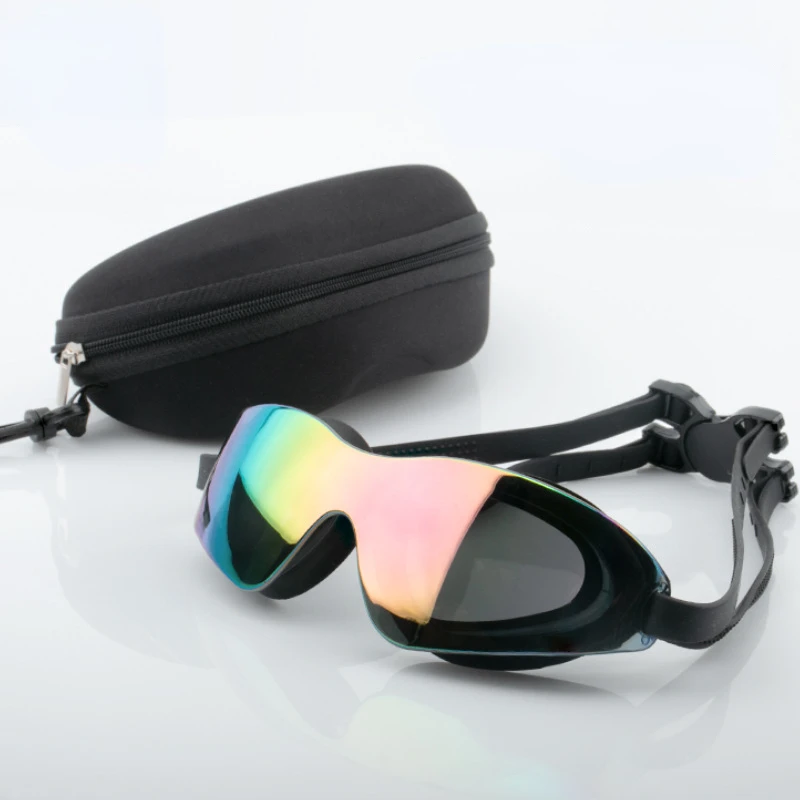 Swimming goggles high definition waterproof and anti-fog silicone large frame  fashion one-piece