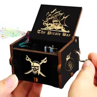 Wooden Anime Figure Music Box Pirates of the Carib Davy Jones Jack Sparrow Creative Birthday Christmas Day Gift