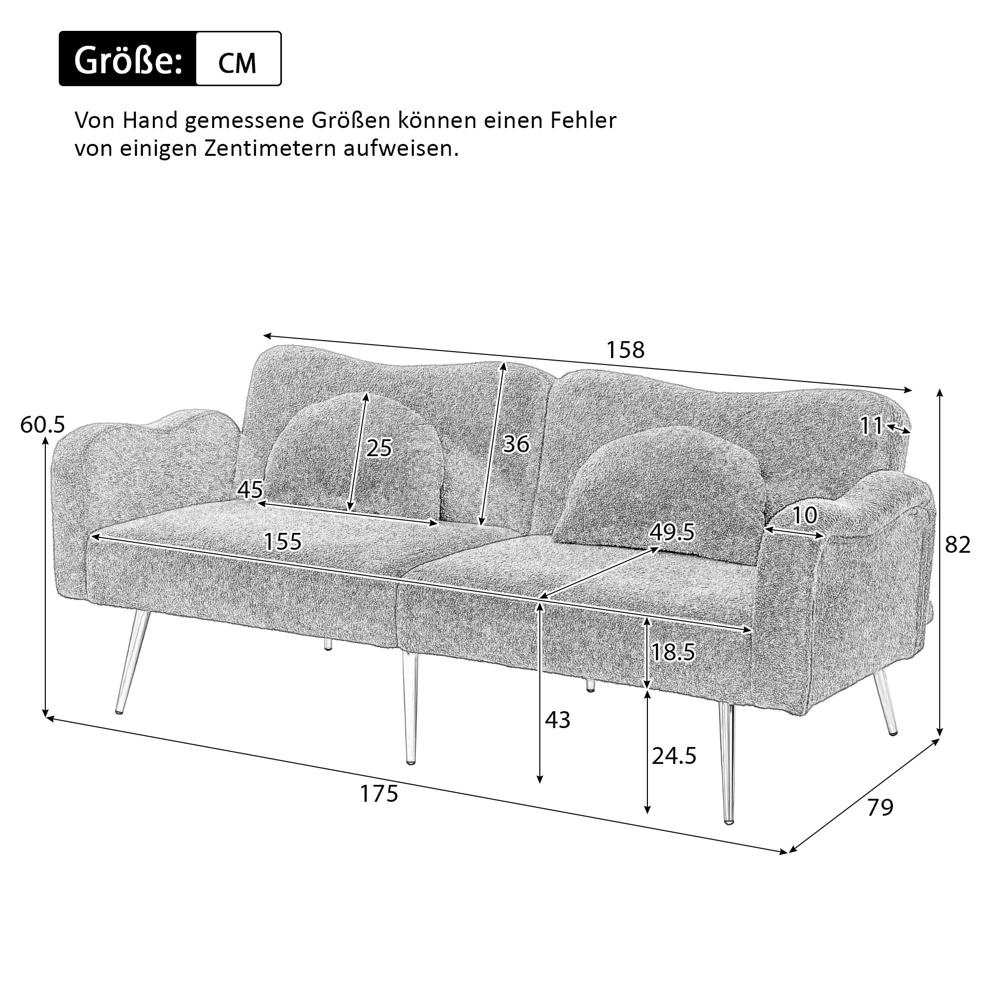 KOMHTOM Zweisitzer Sofabett Multifunktionales 2 In 1 Moebelstueck Mit Verstellbarer Rueckenlehne Vergoldeten Metallfuesen – Detail 13