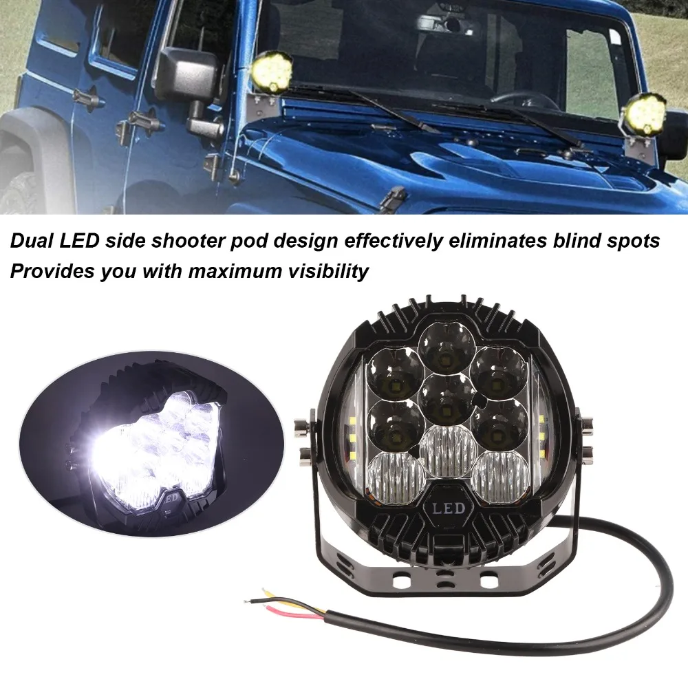 Universal 5 Inch Round LED Work Light 90W Power IP67 Waterproof LED Spotlight White Light Color Car Off Road Light 3