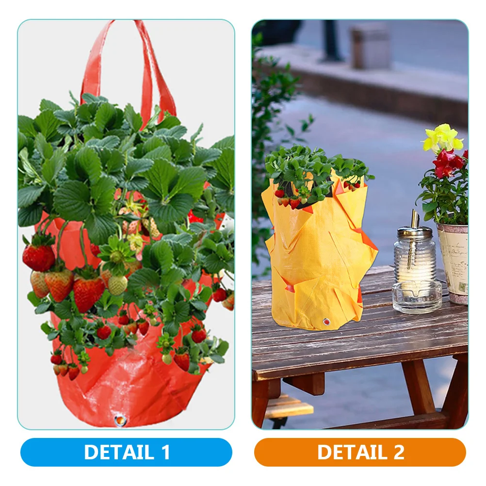

2Pcs Vertical Hanging Planting Bag Reusable Pocket Planter with Handles for Balcony Garden Succulents Strawberries Radishes