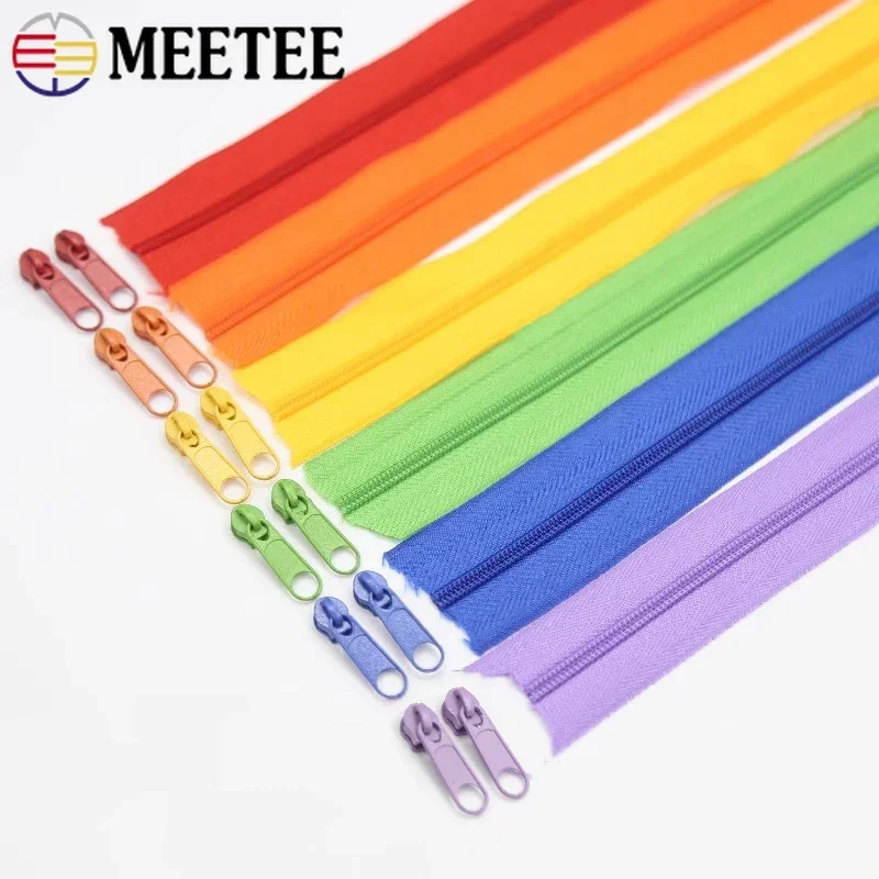 

5/10/20M Meetee 5# Nylon Zipper Tape with Zippers Pull Slider Decorative Zip Repair Kit Bag Garment Jacket Sewing Accessories