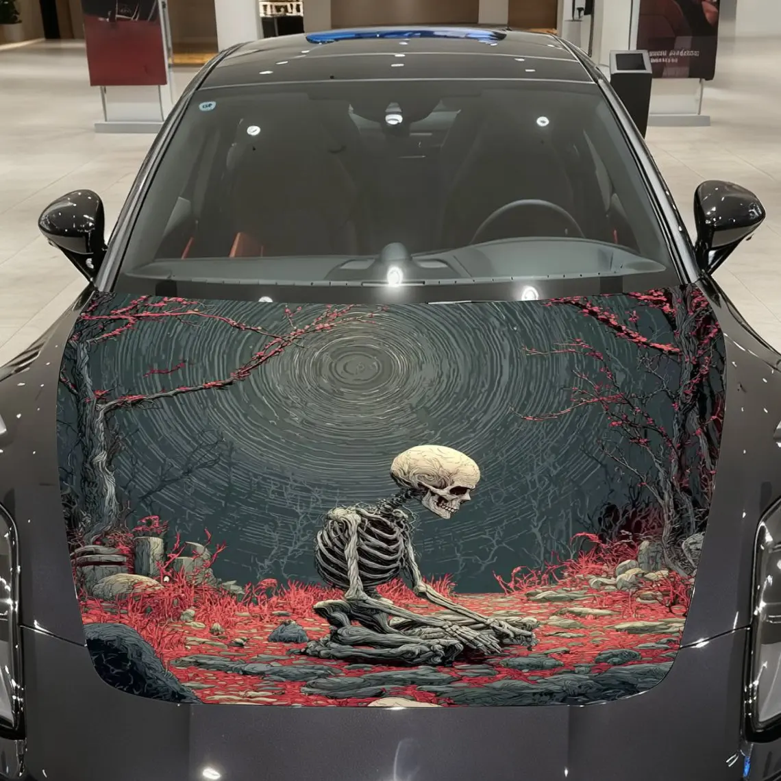 

Dark Fores Skeleton Car Hood Stickers, Decorative Car Packaging Paper, Bold Designs, Halloween Decorations, Car Parts Accessorie