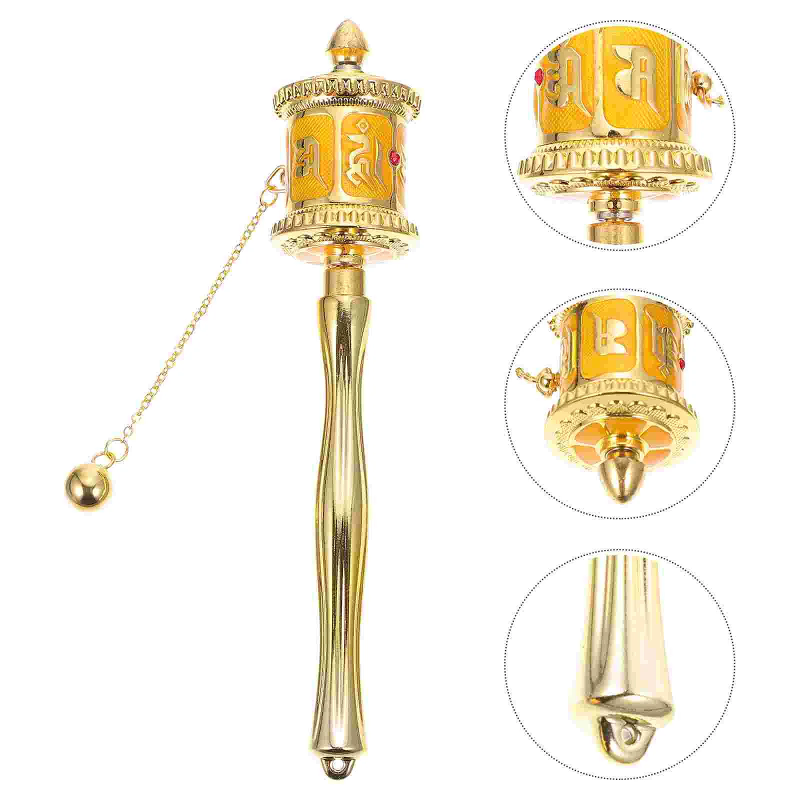 

Ornament Decor Hand Prayer Wheel Home Religious Exquisite Decorative Decorate Medium Alloy Unqiue Adornment