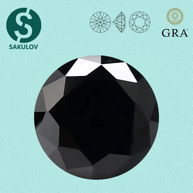 

Natural Black Moissanite Stone 0.1-5.0ct 3Excellent Round Cut Lab Diamonds Pass Diamond Tester with GRA Certificate