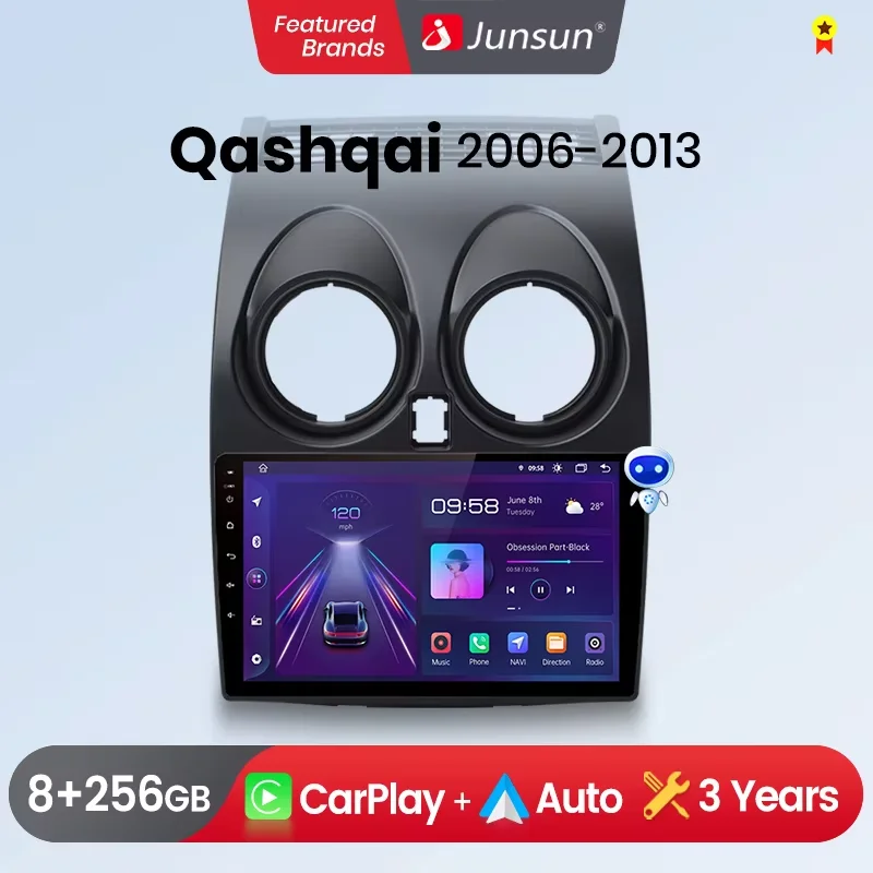 Junsun CarPlay Android Auto Car Radio for Nissan Qashqai J10 2006 - 2013 GPS Intelligent Systems tereo Multimedia Car Radio
