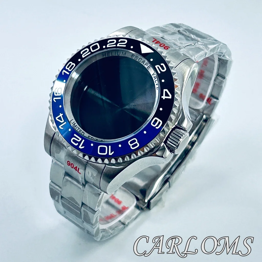 

TOP 44mm NH34 NH35 NH36 NH38 NH39 NH70 NH72 Movement Silver Watch Case Ceramic Green Blue Black Bezel Sapphire Glass