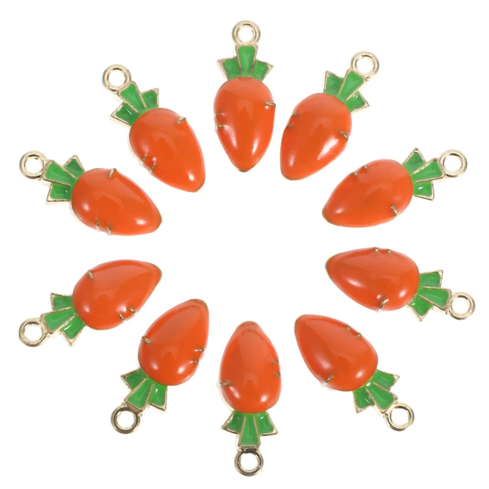 10 piezas de dijes de zanahoria para llavero, colgantes de aleación con forma de zanahoria, accesorios de joyería DIY para pulseras y collares, hechos a mano para niñas