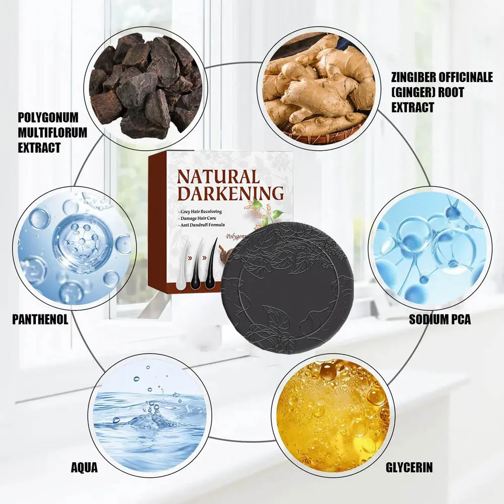 صابون أسود قاتل الشعر الأبيض، يزيل الشعر الرمادي ويعيد لون الشعر الطبيعي في أسبوع