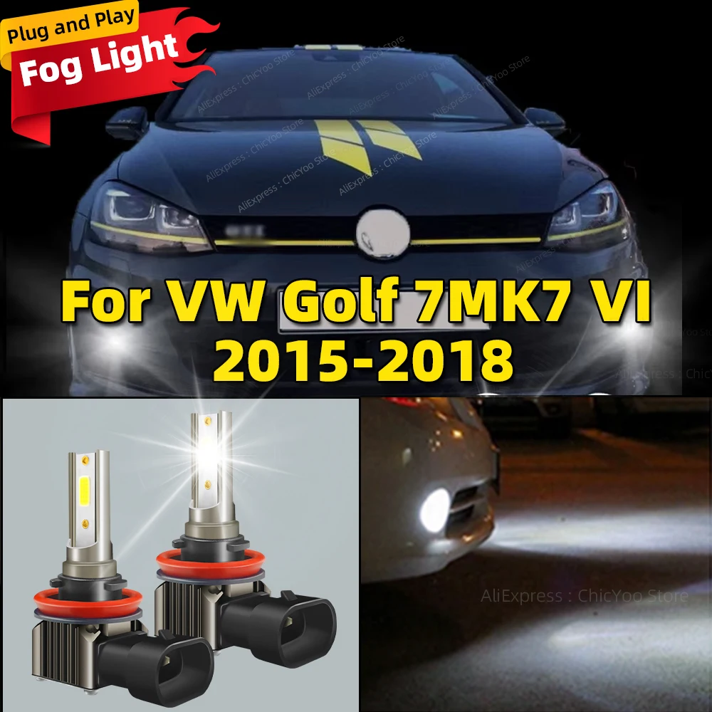 

2Pcs LED Car Front Fog Light Lamps 6000K Bulb For VW Golf 7MK7 VI 2015 2016 2017 2018 Auto Accessory Plug and Play