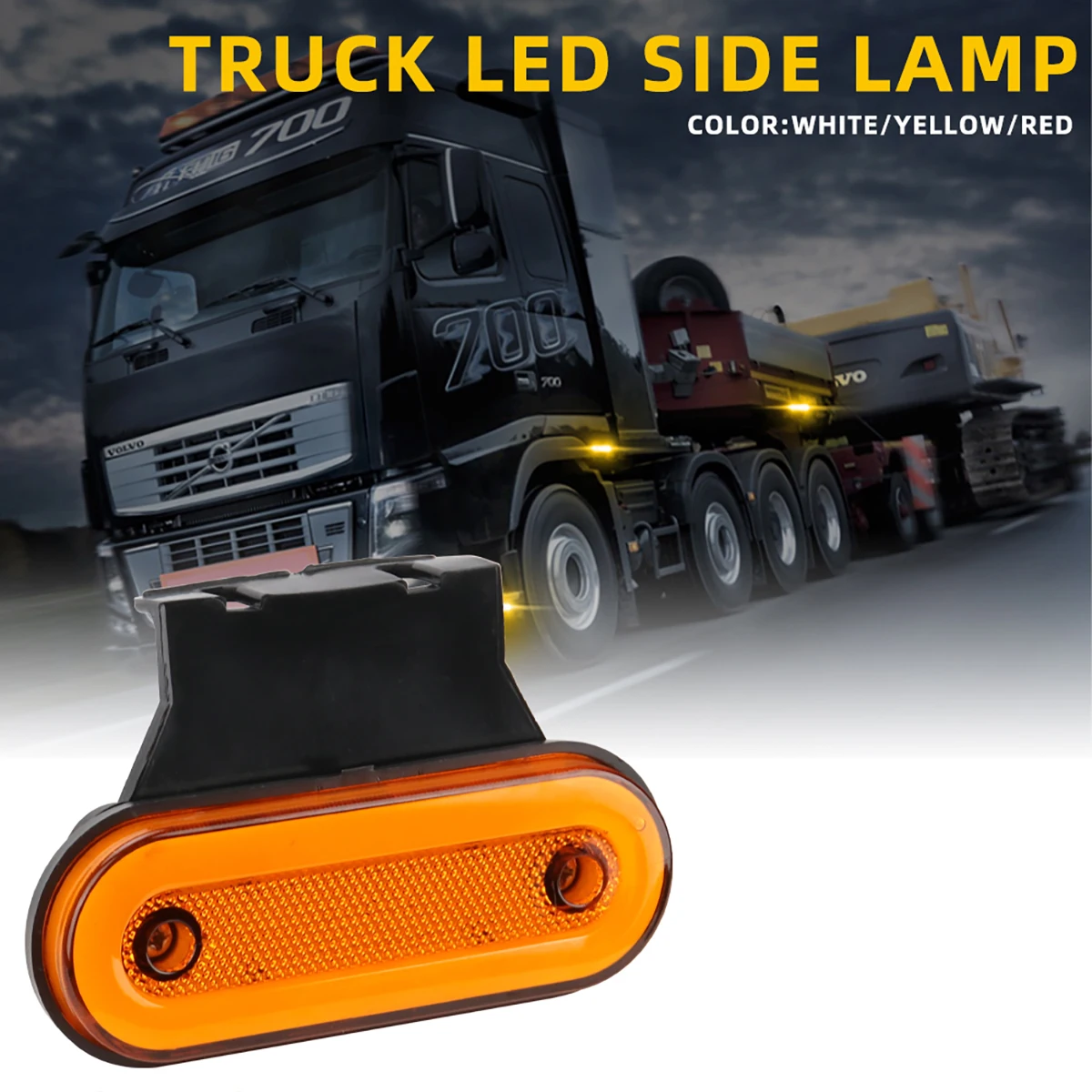 Truck LED Side Marker Light Waterproof Trailer Side Lamp White Red Yellow Universal Truck Trailer Lorry Warning Clearance Light