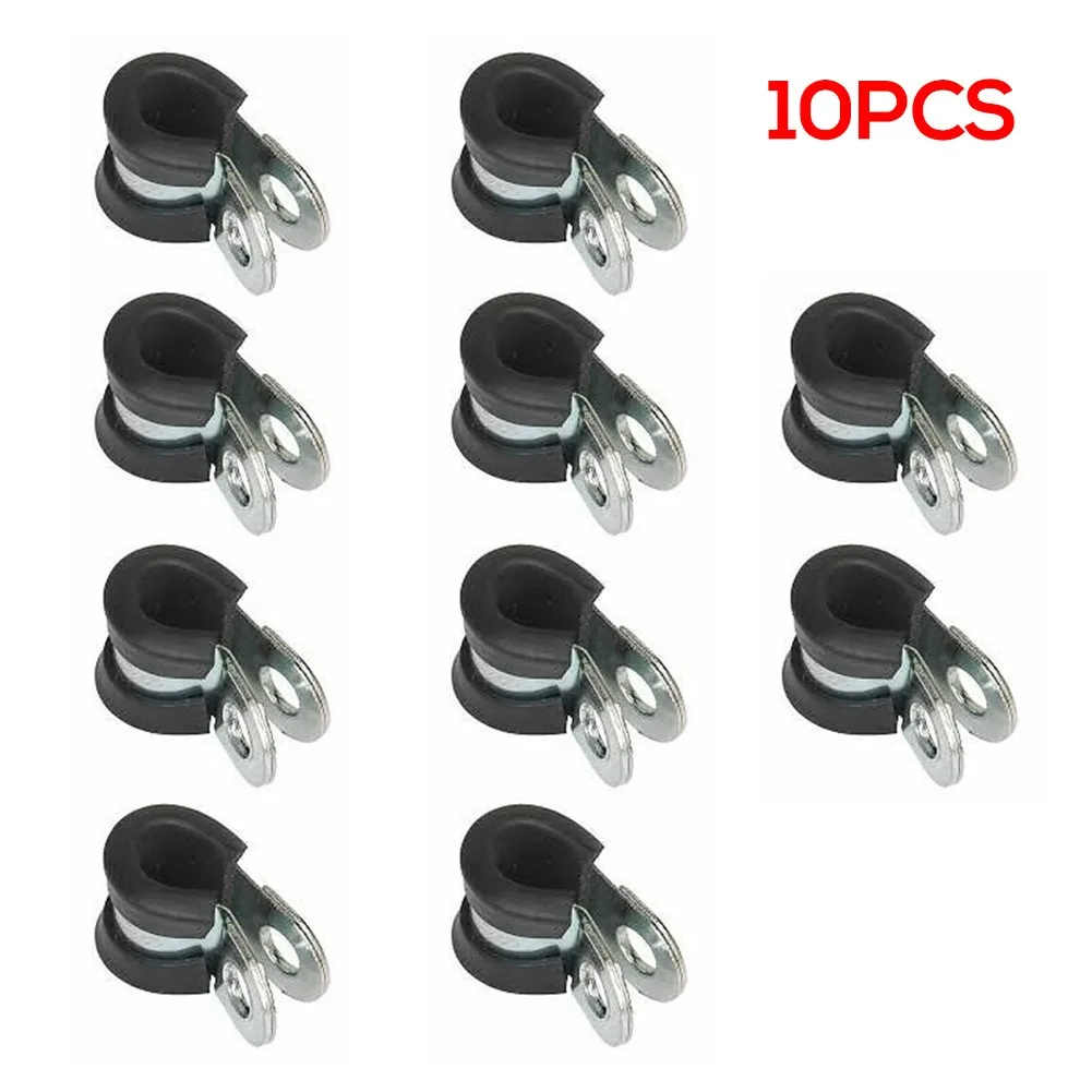 

10Pcs 8mm Rubber Lined Metal P Clip Camper Hydraulic Brake Gas Line Pipe Fixing Metal And Rubber Car Accessories