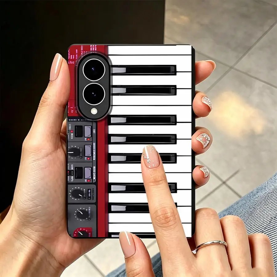 Luxury Phone Cover Case for Samsung Galaxy ZFold Wide Z Fold 8 Z Fold8 Wide ZFold8 Red Keyboard Piano