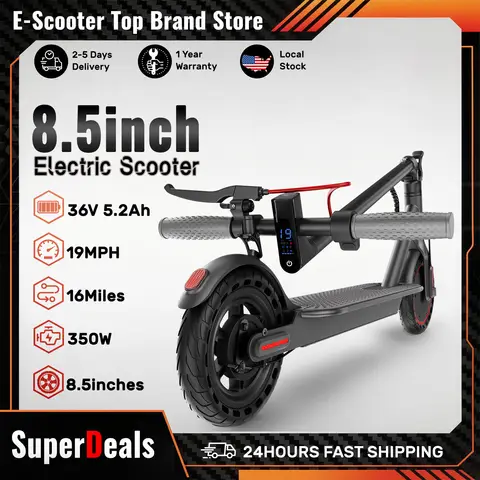 Electric Scooter -8.5'' Solid Tires, 19 MPH Max Speed, 350W Motor, 16 Miles Range,Adjustable Speed Foldable Commuter Scooter