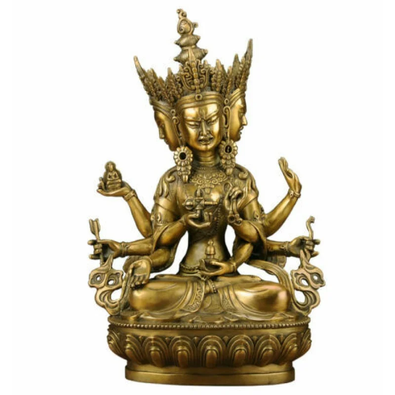 

antique Tibetan Vintage Buddhism Bronze God Respecting Buddha longevity Statue