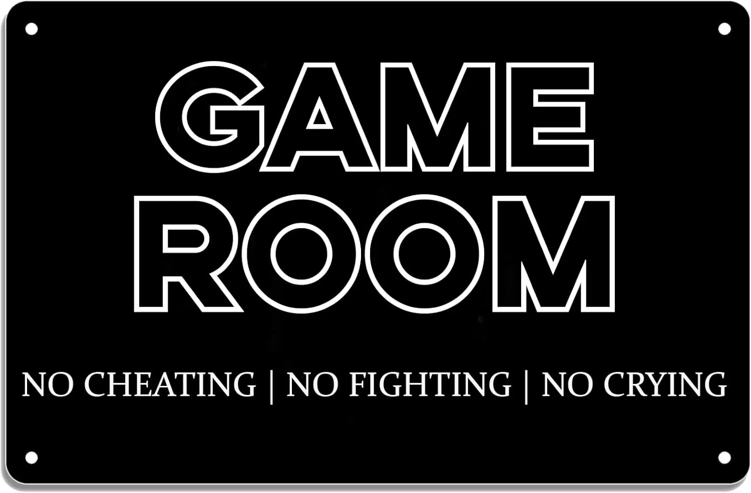 Gaming Room Wall Decor Metal Tin Signs,No Cheating No Fighting No Crying Funny Novelty Game Door Sign for Boys Game Lover Bedroo