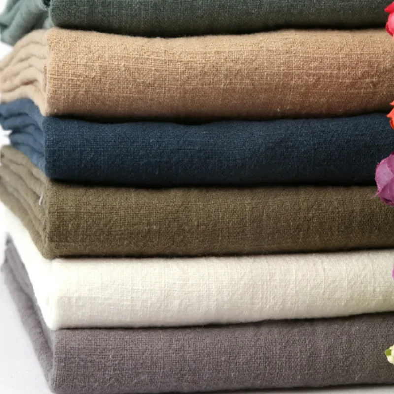 Washed Cotton and Linen Cloth Garment Fabric Diy Plain Linen Thin Linen Solid Color Summer Ramie Cloth Per Meter Home Textile