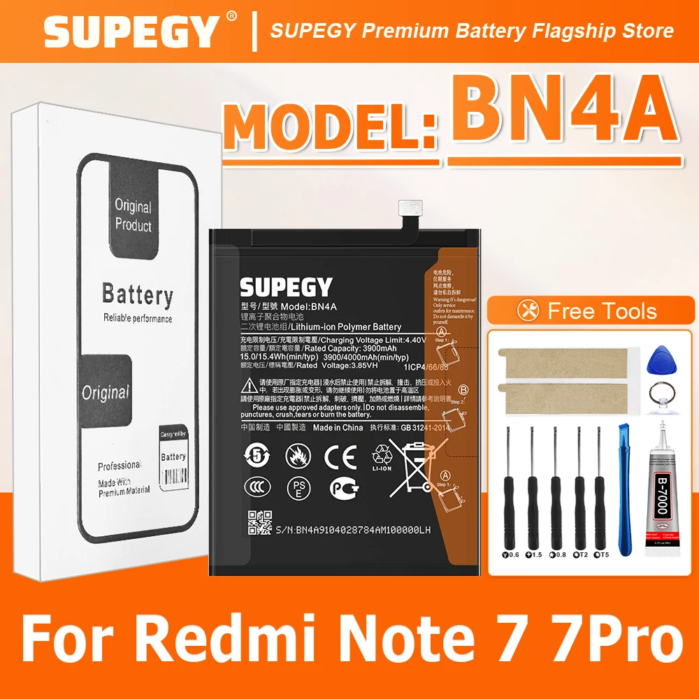 100% New High Capacity BN4A BN46 BM4J Battery For Xiaomi Redmi Note 7 Pro/ Redmi Note 8 Pro/ Redmi Note 8T batteries +Free Tools