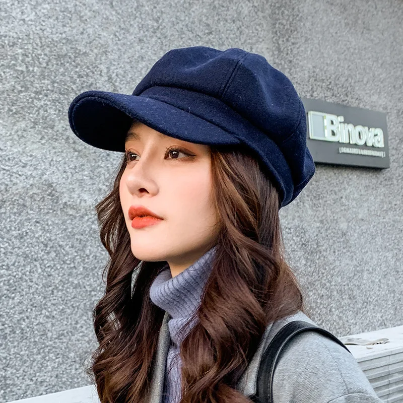 Winter Women\'s Cap Beret Octagonal Hats For Women Thick Warm Painter Caps Women Solid Color Vintage Newsboy Cap Female Lady Hat
