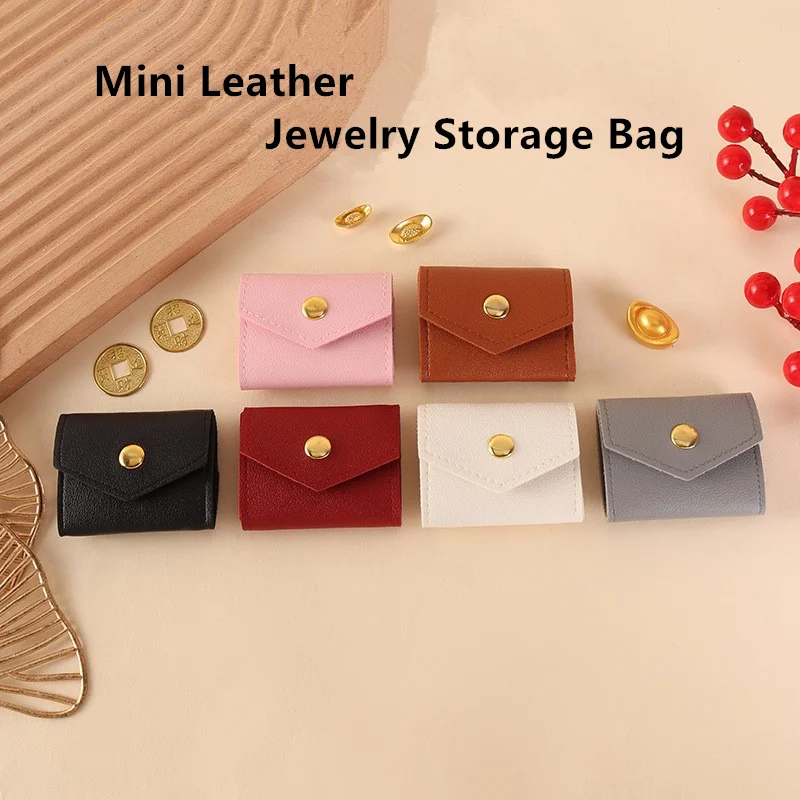 Mini Jewelry Organizer Compact Portable Perfect Storing Earrings Rings Accessories Ideal Travel Leather Pouch Sleek Design