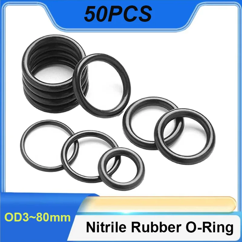 Thickness1/1.5mm NBR O Ring OD3-80mm Acid Alkali Water and Friction Resistance Nitrile Rubber O-Ring Seal Gasket Waterproof