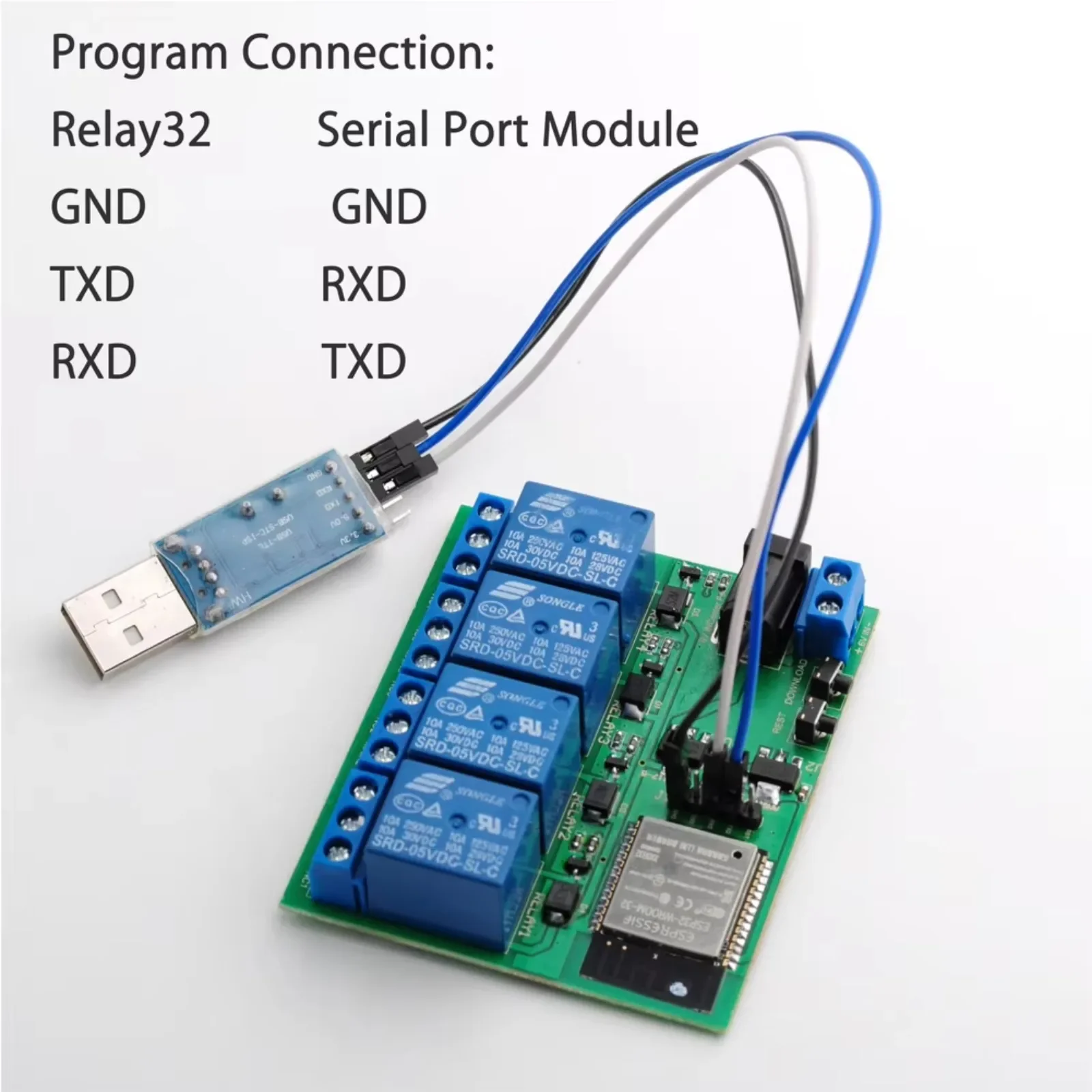ESP32S 4 Channel Wifi Bluetooth Relay Module with Built-in Antenna for Smart Home Automation