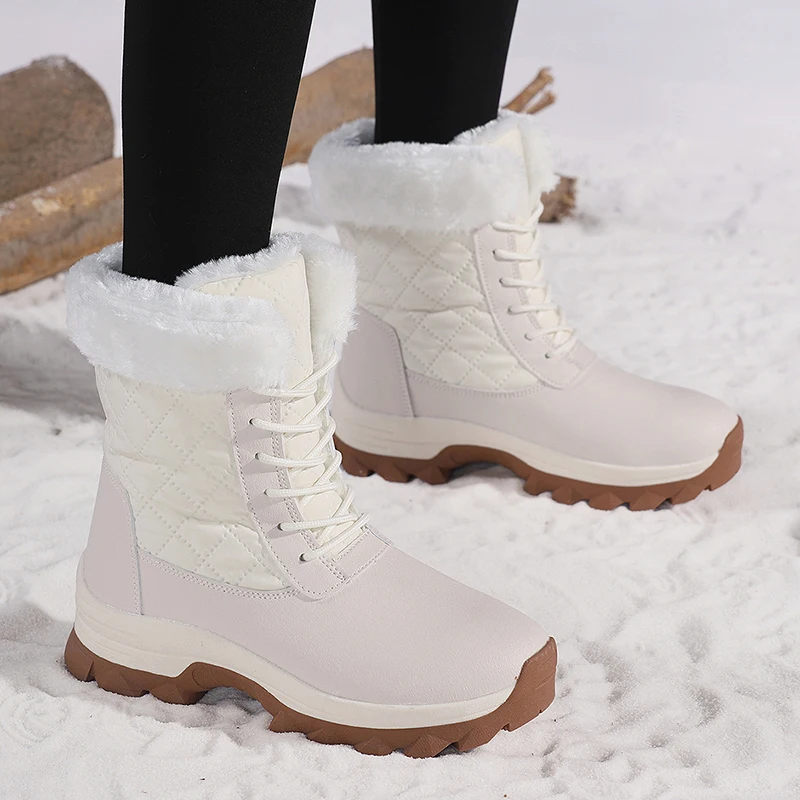 

Зимние женские высокие хлопковые туфли на флисовой подкладке, теплая обувь, нескользящая износостойкая зимняя обувь для холодной погоды, повседневное повседневное использование